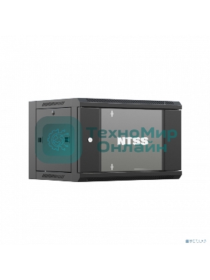 Шкаф коммутационный NTSS (NTSS-W9U6060GS-BL) настенный 9U 570x600мм пер.дв.стекл 60кг черный 22кг