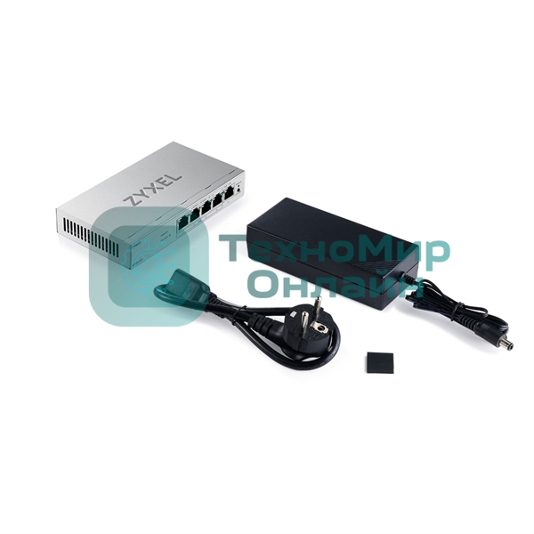 Коммутатор ZYXEL Web-managed Gigabit PoE Switch Zyxel GS1200-5HPv3, 5xRJ-45: 1G (4xPoE+), 68W PoE budget, desktop, fanless