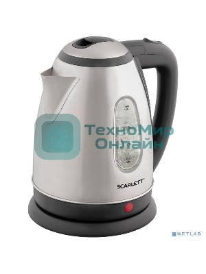 Чайник электрический Scarlett SC-EK21S88 1.8 л, 2200 Вт, черный/серебристый (корпус: нержавеющая сталь)