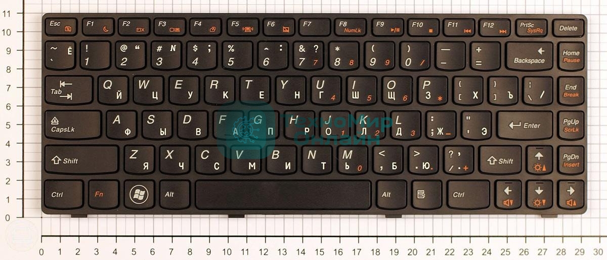 Клавиатура для ноутбука Lenovo Ideapad B470 V470 черная с рамкой