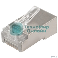 Разъем сетевой Rexant LAN на кабель, штекер 8Р8С (RJ-45), под обжим, в экране, 10шт.