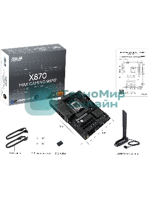 Материнская плата ASUS X870 MAX GAMING WIFI7, AM5, AMD X870, 4xDDR5, 4xSATA, 3xM.2, 1xPCIe 5.0 x16, 2xPCIe 4.0 x16, 1xPCIe x1, 1xHDMI, 2xUSB-C 40Gbps (USB4), 1xUSB-A 10Gbps, 3xUSB-A 5Gbps, 4xUSB-A 2.0, 1x2.5Gb LAN, Wi-Fi 7, Bluetooth 5.4, 3x3.5 мм, 7.1, ATX
