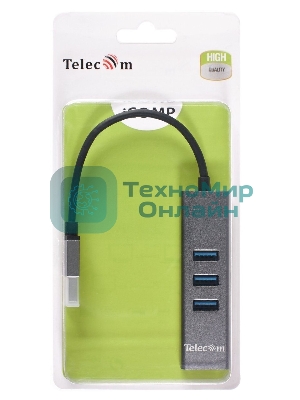 Переходник Telecom USB 3.0 - RJ-45 1000Mbps +3 USB3.0, Aluminum Shell, 0.2м TA311U