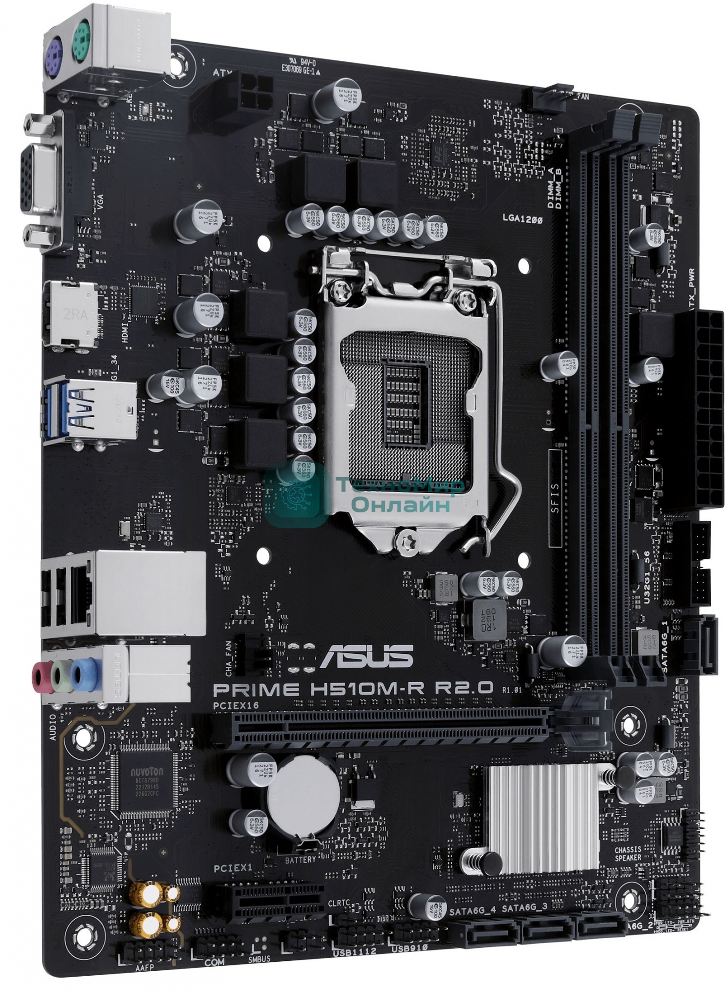 Материнская плата ASUS PRIME H510M-R R2.0-SI, LGA 1200, Intel H470, 2xDDR4, 4xSATA, 1xPCIe 4.0 x16, 1xPCIe x1, 1xHDMI, 1xVGA, 2xUSB-A 3.2 Gen 1, 2xUSB-A 2.0, 1x 1Gb LAN, 3x3.5 мм, 7.1, mATX