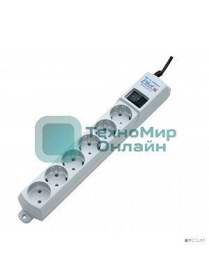 Сетевой фильтр ZIS Pilot S, 6 розеток, 3 м, белый, Pilot S3M