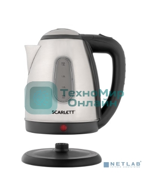 Чайник электрический Scarlett SC-EK21S88 1.8 л, 2200 Вт, черный/серебристый (корпус: нержавеющая сталь)