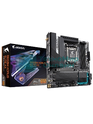 Материнская плата Gigabyte B650M AORUS ELITE AX, AM5, AMD B650, 4xDDR5, 4xSATA, 2xM.2, 1xPCI-E 5.0 x4, 1xPCI-E 4.0 x16, 1xHDMI, 1xDP, 1x 2.5Gb LAN, 4xUSB-A 2.0, 5xUSB-A 3.2 Gen 1, 2xUSB-A 3.2 Gen 2, 1xUSB-C 3.2 Gen 2, 2x3.5 мм, 7.1, Micro-ATX