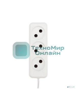 Удлинитель Rexant 3 гнезда, 3 м, 2х0.75 мм², б/з, белый (Сделано в России)
