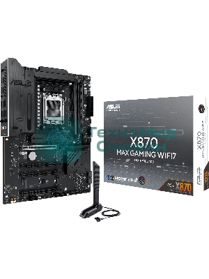 Материнская плата ASUS X870 MAX GAMING WIFI7, AM5, AMD X870, 4xDDR5, 4xSATA, 3xM.2, 1xPCIe 5.0 x16, 2xPCIe 4.0 x16, 1xPCIe x1, 1xHDMI, 2xUSB-C 40Gbps (USB4), 1xUSB-A 10Gbps, 3xUSB-A 5Gbps, 4xUSB-A 2.0, 1x2.5Gb LAN, Wi-Fi 7, Bluetooth 5.4, 3x3.5 мм, 7.1, ATX