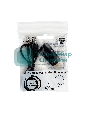 Переходник HDMI-VGA Cablexpert A-HDMI-VGA-02, 19M/15F, Jack3.5 аудиовыход