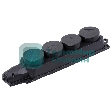 Розетка (колодка) 4-м Омега РБ34-1-0м с защ. крышкой IP44 каучук IEK PKR64-016-2-K02