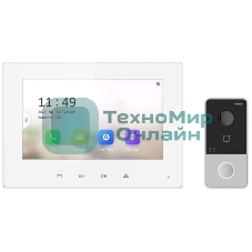 Комплект гибридной видеодомофонии, Включаются устройства:, DS-D100P, VDP-H3212W, 1 блок питания 12В, Работа с Hik-Connect