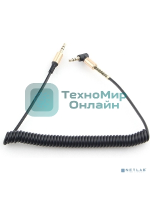 Кабель Cablexpert аудио 90˚ спиральный CCAB-02-35MMLC-1.8MB. 3.5 Jack (M)/3.5 Jack (M), черный, 1.8м, блистер