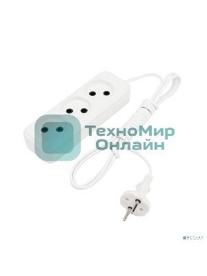 Удлинитель Rexant 3 гнезда, 3 м, 2х0.75 мм², б/з, белый (Сделано в России)