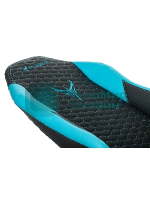 Кресло Knight Neon черный/голубой, экокожа, 120 кг, механизм качания