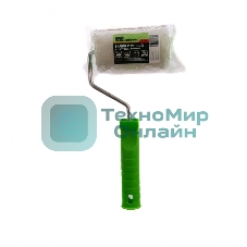 Валик Сибртех с натуральным мехом, с ручкой, 100 мм, ворс 12 мм, D 48 мм, D ручки 6 мм