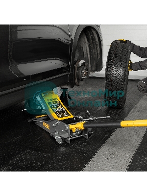 Домкрат гидравлический подкатной Denzel 3 т, 75-500 мм, быстрый подъем, низкий подхват, проф.