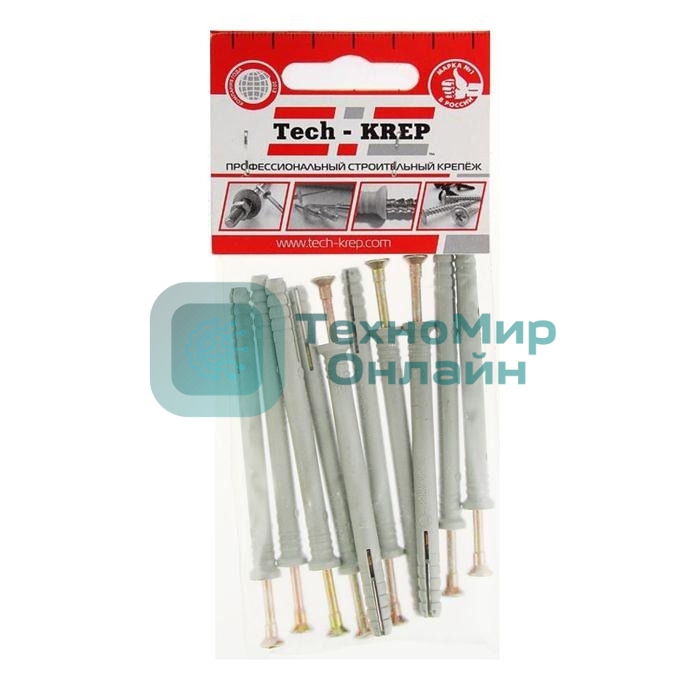 Дюбель-гвоздь 6х80 с потайной манжетой полипропилен (уп.10шт) пакет Tech-Krep 103903
