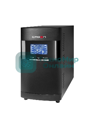 Источник бесперебойного питания CROWN On-Line CMUOA-350-2K EURO 2000VA/1800W, корпус металл, TOWER, АКБ 6*12V/7AH, PF-0.9, AVR 110-300V, порт RJ-11/45+USB/RS-232, EPO, розетки 4*EURO, входной кабель 2 м, вентилятор охлаждения, автомат, слот для SNMP, порт для доп. батарейных кабинетов, ПО