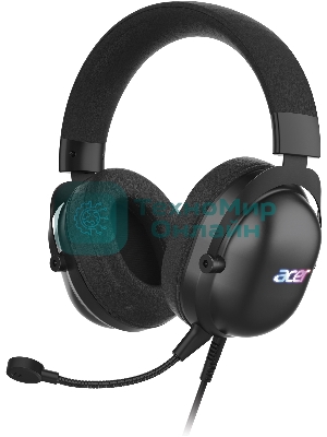 Гарнитура Acer AHW122 чёрный, проводная, USB, подсветка