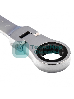 Ключ комбинированный трещоточный Matrix 27 мм, CrV, шарнирный, зерк.хром