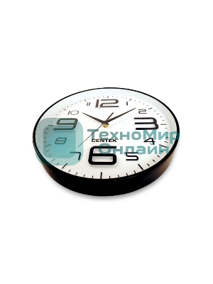 Часы настенные Centek СТ-7101 White 30 см диам., круг, объемные цифры, плавный ход