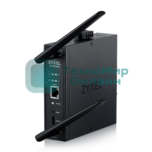 Точка доступа промышленная ZYXEL Wi-Fi 7 Industrial Access Point Zyxel NebulaFlex Pro IAP500BE, 802.11be (BE5100), MU-MIMO 2x2+2x2, external antennas (included), 1xLAN 2.5GE, PoE or dual power DC-input, DIN rail/wall mount