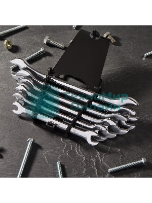 Набор ключей рожковых Rexant (8-19 мм), 6 шт., CrV, зеркальное хромирование