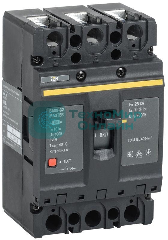 Выключатель автоматический 3п 50А 25кА ВА88-32 MASTER IEK SVA10-3-0050-02
