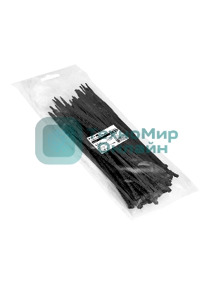 Стяжка (хомут) нейлоновая ExeGate EX293132RUS CV66-300x7.5B (нейлон 6.6, 300x7.5 мм, неоткрывающаяся, halogen free, -40°C - +85°C, черная, 100 шт)