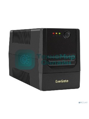 Источник бесперебойного питания ExeGate Power NB-650.LED.AVR.2SH (650VA/390W, LED, AVR, 2*Schuko, батарея 12V 7Ah, черный)