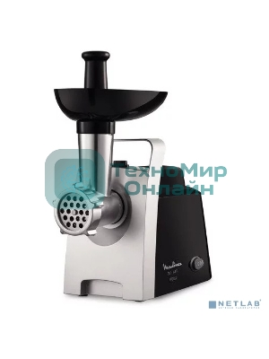 Мясорубка электрическая Moulinex ME108832 черный, 1400 Вт, 1.7 кг/мин, реверс, защита от перегрузки, насадки - 6