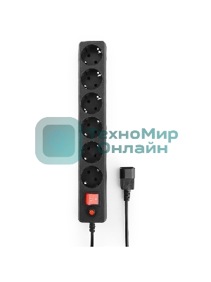 Сетевой фильтр Гарнизон для ИБП, 5 р, 10А, 1.8 м, ур.защиты 4, черный, пакет