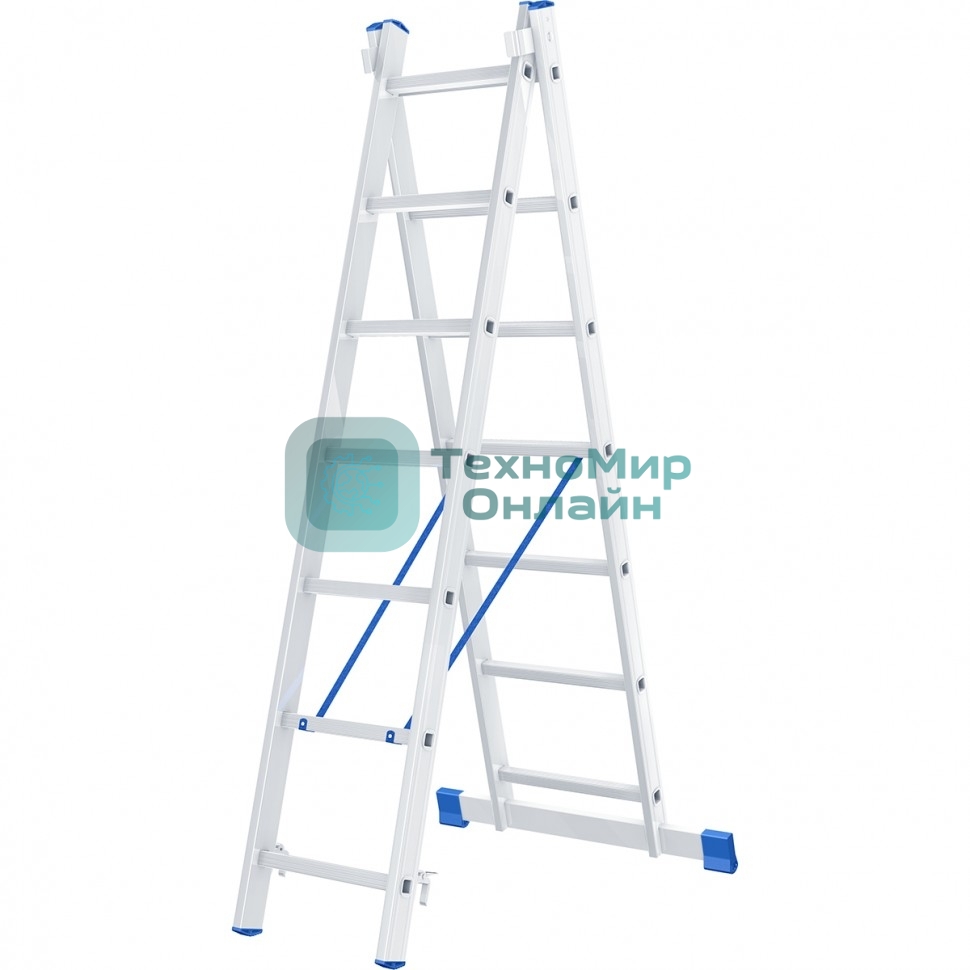 Лестница Сибртех, 2 х 7 ступеней, алюминиевая, двухсекционная