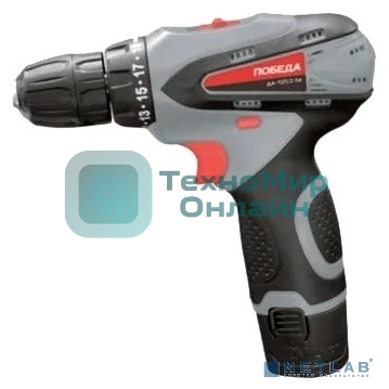 Дрель-шуруповерт аккумуляторная ПОБЕДА ДА-12П/2 Ли, две батареи, 2 скорости, Li-Ion, 12V, 2,0Ah, 25Н, шт