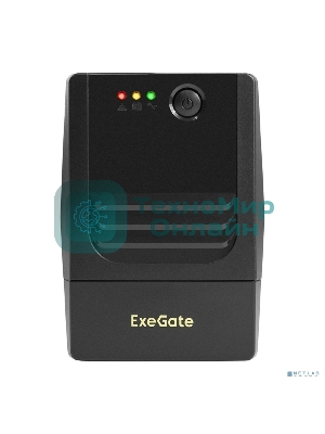 Источник бесперебойного питания ExeGate Power NB-650.LED.AVR.2SH (650VA/390W, LED, AVR, 2*Schuko, батарея 12V 7Ah, черный)