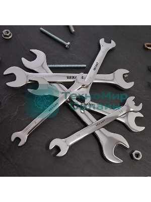 Набор ключей рожковых Rexant (8-19 мм), 6 шт., CrV, зеркальное хромирование