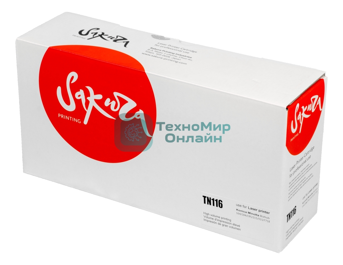 Тонер-туба Sakura KMTN-116 (A1UC050) для Konica Minolta, черный, 11000 к.