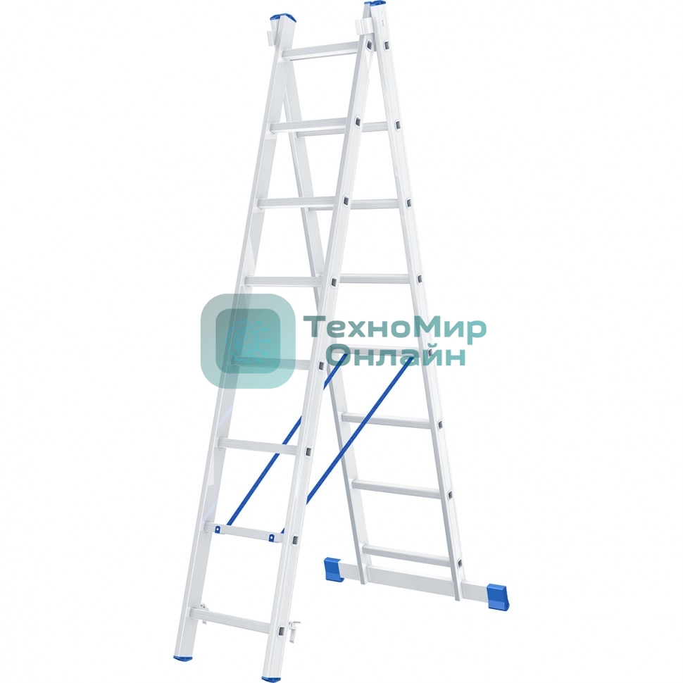 Лестница Сибртех, 2 х 8 ступеней, алюминиевая, двухсекционная