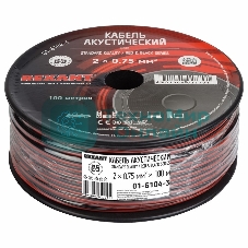 Кабель акустический Rexant 2х0,75 м м², красно-черный, бухта 100 м