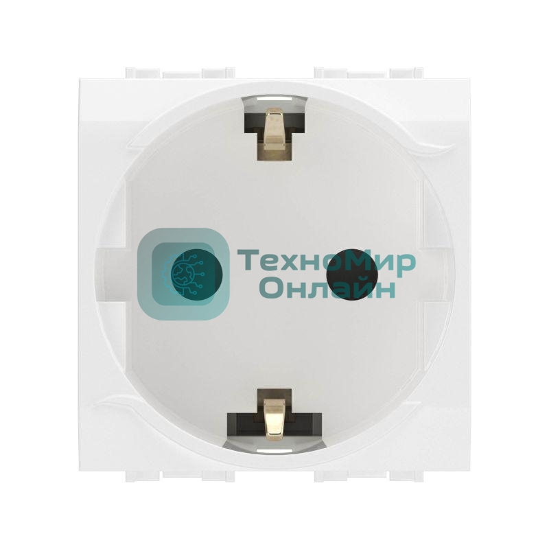 Розетка 1-м СП Brava 2мод. защ. шторки с заземл. бел. ДКС 76482B