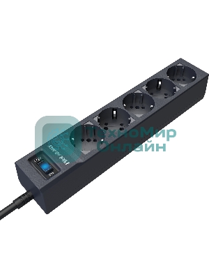 Сетевой фильтр Pilot sG-Max 5 outlets (GP), 15А/3.3 kVt, automatic circuit-breaker, 7 m, gfaphite