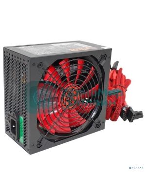 Блок питания Ginzzu PC600 Red, 600Вт, 80 PLUS, 140мм, черный/красный