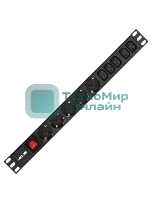 Блок розеток горизонтальный ExeGate ServerPro PDU-19H009 Al-5C135S-EU2.5-SW, 19