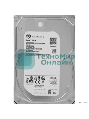 Жесткий диск Seagate HDD SAS 6Tb Exos 7E10 7200 12Gb/s 256Mb 1 year warranty (replacement ST6000NM020B, ST6000NM029A, MG08SDA600E)