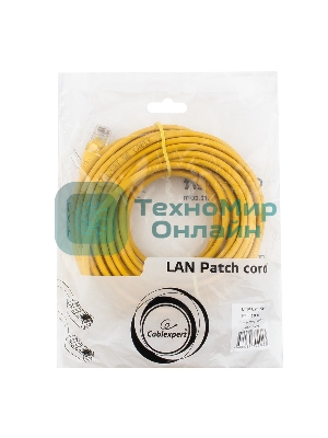 Патч-корд UTP Cablexpert PP12-10M/Y cat.5e, 10м, литой, многожильный, желтый