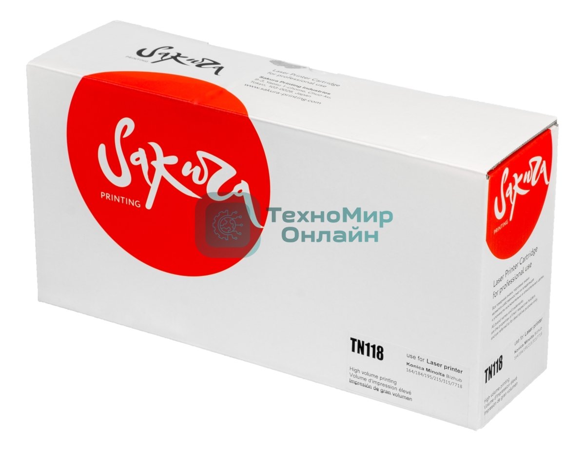 Тонер-туба Sakura KMTN-118 (A3VW050) для Konica Minolta, черный, 12000 к.