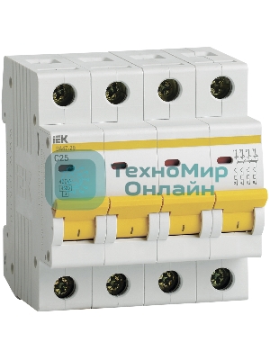 Выключатель автоматический модульный 4п C 25А 4.5кА ВА47-29 IEK MVA20-4-025-C