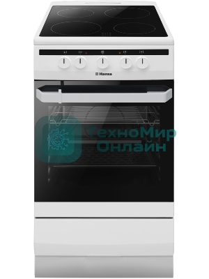 Плита электрическая Hansa FCCW54002 белый, конфорок 4 шт, духовка 68 л, 50 см x 85 см x 60 см