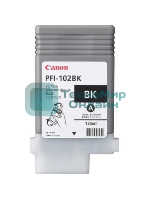 Картридж струйный Canon PFI-102Bk (0895B001) черный (130 мл.) для Canon iPF605, iPF610, iPF650, iPF655, iPF710, iPF750, iPF755, LP17, iPF510